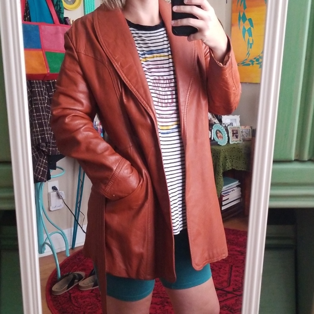 VTG Buttery Smooth Cognac Brown Leather Jacket - Picture 3 of 8